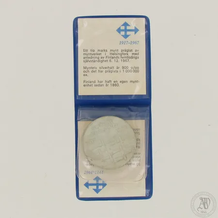 Juhlaraha, Suomen itsenäisyyden kunniaksi 1917-1967, nimellisarvo 10mk, 900, Paino: 24 g