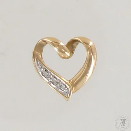 Sydän-riipus timanteilla 3xn.0.005ct, korkeus ja leveys 10mm, 585,  Paino: 0,7 g