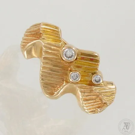 Timanttisormus 2xn.0.02ct 1xn.0.04ct, koko 17, 585,  Paino: 3,4 g