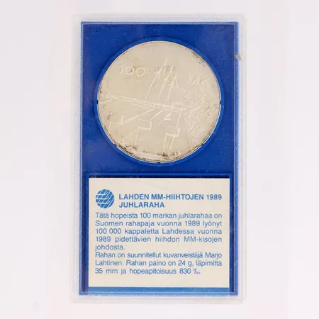Juhlaraha, Lahti MM 1989, nimellisarvo 100mk, 830,  Paino: 24 g