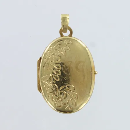 Medaljonki, kaiverrettu, korkeus 25mm, 585,  Paino: 1,9 g