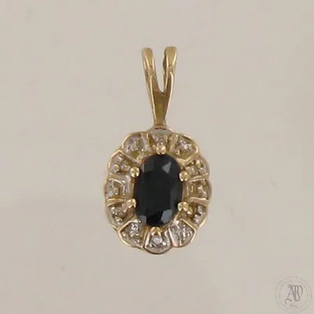 Sinisafiiririipus timanteilla 4xn.0.005ct, korkeus ja leveys 15mm ja 10mm, 585br,  Paino: 1,3 g
