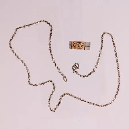 Ammattisormus, koko 19¼, viallinen kaulaketju, 813,  Paino: 13,4 g