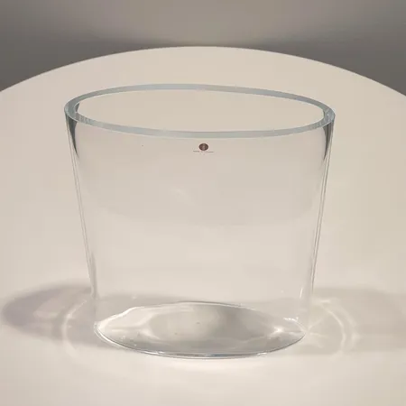 Lasimalja, Iittala, Ovalis 3036, design Tapio Wirkkala, konesigneerattu, korkeus 25cm, kirkas.