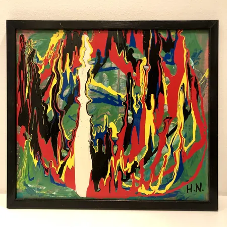 Taulu, Harri Nordling "Satumetsä", sign. Harri Nordling -01, mitat kehysten kanssa 43x48cm.  Ei lähetetä