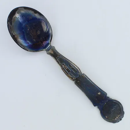 Kummilusikka, kaiverrettu ja käytön jälkiä, pituus 144mm, 813,  Paino: 28 g