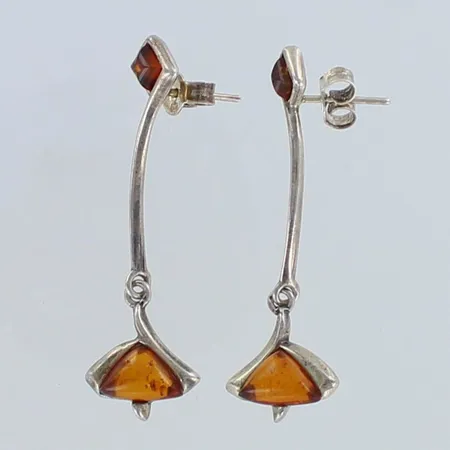Meripihkakorvakorut, korkeus 45mm, 925br,  Paino: 4 g