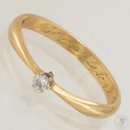 Timanttisormus 1xn.0.07ct, koko 18½, kaiverrettu, 750,  Paino: 2,5 g
