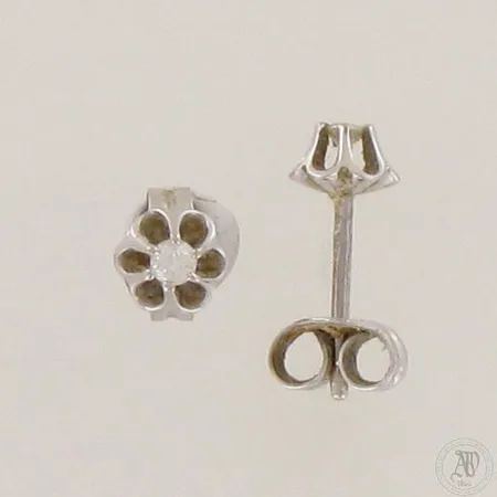 Timanttikorvakorut 2xn.0.02ct, Ø 5mm, 585 valkokulta,  Paino: 0,8 g