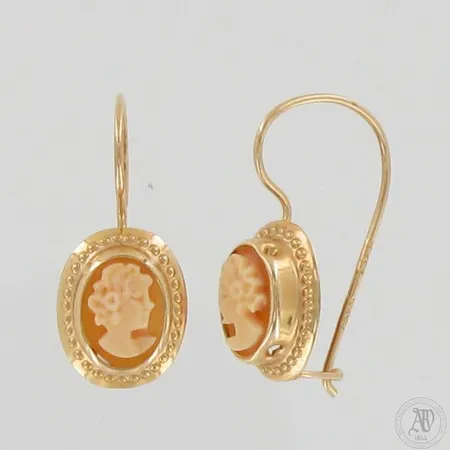 Camee-korvakorut, korkeus 20mm, 585br,  Paino: 1 g