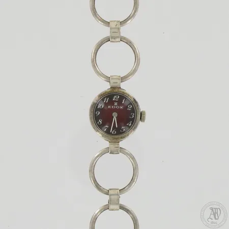 Hopearannekello Edox, kaiverrettu, rungon Ø 20mm, rannekkeen pituus 195mm, 800br,  Paino: 27,5 g