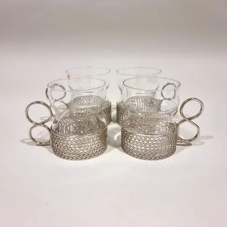 Neljä glögilasia, Iittala, Tsaikka, design Timo Sarpaneva, korkeus 82mm,