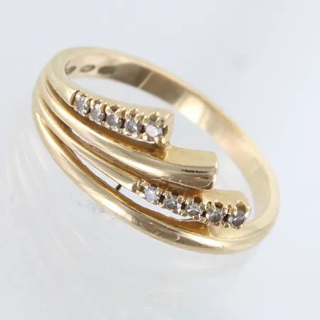 Timanttisormus 10xn.0.005ct, koko 17¼, 585,  Paino: 3 g