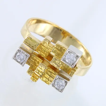 Timanttisormus 3xn.0.07ct, lapponia, koko 19, vuodelta 1983, 750,  Paino: 6,1 g