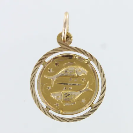 Horoskooppi-riipus, Kalat, korkeus 25mm, 585,  Paino: 1,9 g