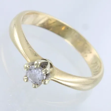 Timanttisormus 1xn.0.14ct, kaiverrettu, koko 16, 585,  Paino: 2,7 g