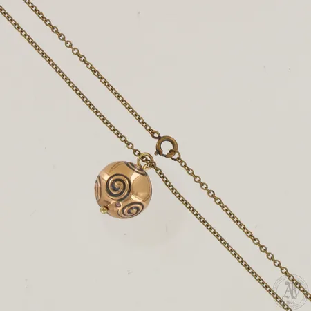 Kaulakoru, Halikon käätykoru, Kalevala Koru, ketjun pituus 62cm, riipuksen Ø 18mm, pronssia.
