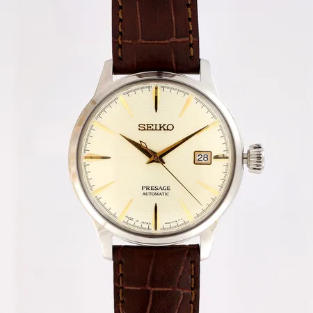 Teräsrannekello, Seiko Presage Cocktail, automaatti, ref.SRPC99J1, rungon Ø 40mm, nahkaranneke, laatikko, manuaali ja takuukortti