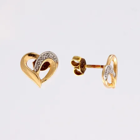Timanttikorvakorut 2xn.0.003ct, korkeus 10mm, 585 kelta- ja valkokulta,  Paino: 1,5 g