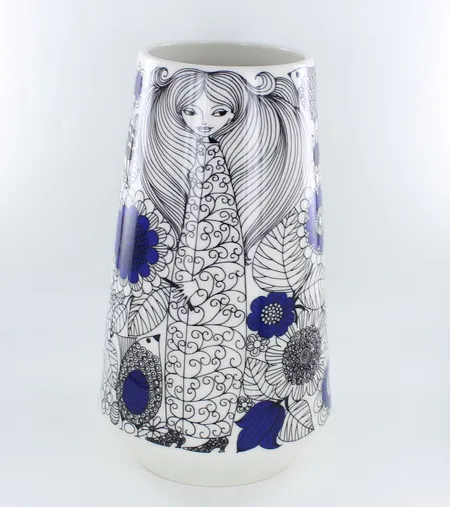 Maljakko Arabia, Pastoraali, keraaminen, design Esteri Tomula, korkeus 190mm