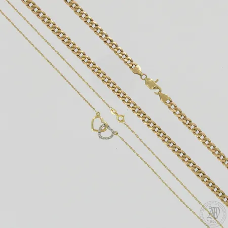 Viallinen panssarikaulaketju ja timantti-kaulakoru 11xn.0.005ct, 585,  Paino: 19,5 g