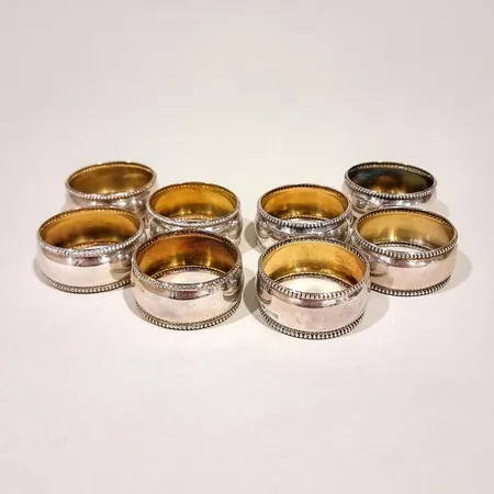 Kahdeksan servettirengasta, Ø 35mm, Kultakeskus Oy, 830,  Paino: 89,6 g