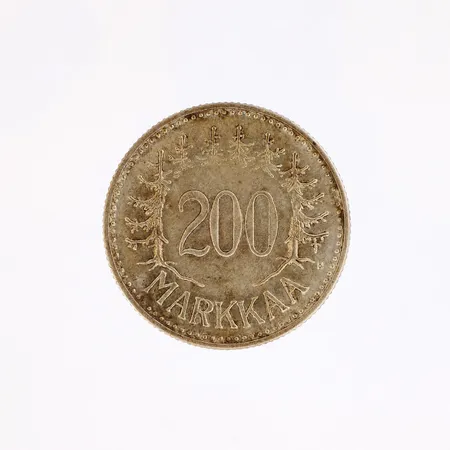Hopearaha, 200 markkaa, Suomi, vuodelta 1957, 500, Paino: 8,3 g