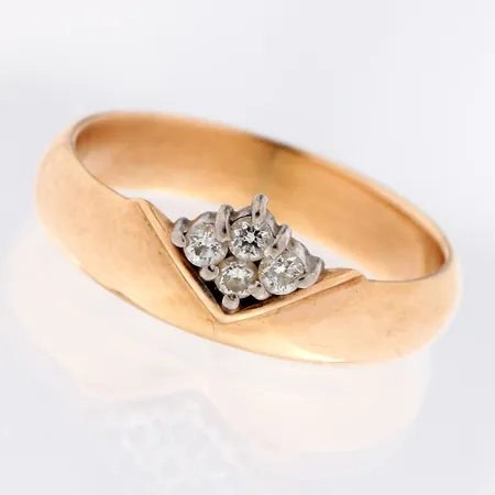 Timanttisormus 4xn.0.02ct, koko 15½, 585 kelta- ja valkokulta,  Paino: 3 g