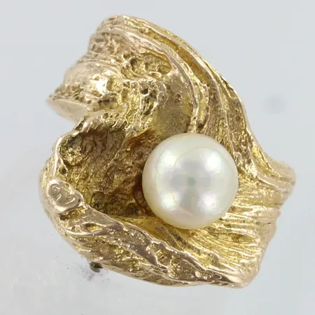 Helmisormus, helmi kulunut, koko 14¾, 585br,  Paino: 6,8 g