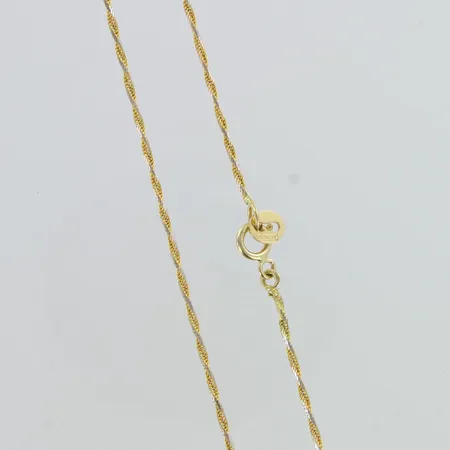 Singapore-nilkkaketju, pituus 260mm, 750 valko- ja keltakulta,  Paino: 1,9 g