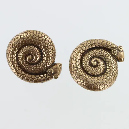 Korvakorut, Vaskikäärme, klipsi lukolla, Kalevala Koru, korkeus 27mm, pronssi,  