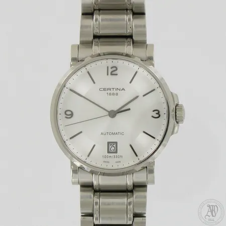 Teräsrannekello Certina 1888 DS Caimano, automaatti, rungon Ø 38mm, rannekkeen pituus 170mm, rannekkeessa käytön jälkiä. 
