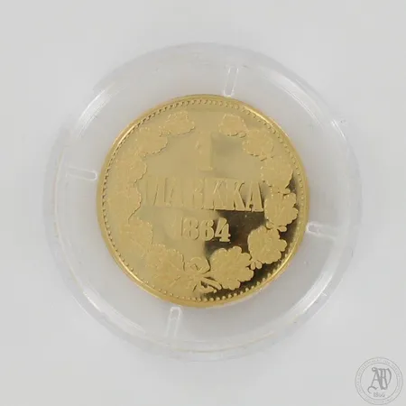 Kultarha Rahapaja Oy, 1 markka 1864, 900,  Paino: 8,6 g