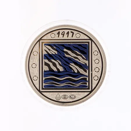 Kultamitalli, Suomen ensimmäinen valkokultamitali, 0276/2000 proof, 750 valkokulta, Paino: 10,4 g