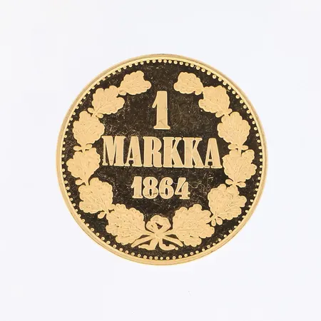 Muistomitali, 1 Markka 1864, 750,  Paino: 8,6 g