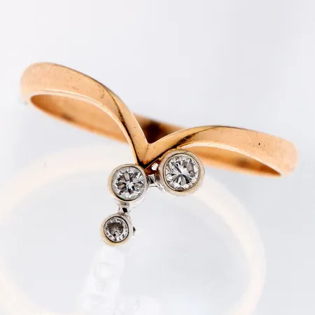 Timanttisormus 1xn.0.05ct 1xn.0.03ct 1xn.0.01ct, koko 17, 585,  Paino: 1,5 g