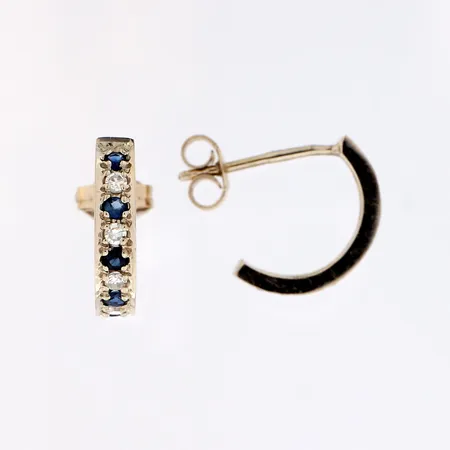 Kivikorvakorut timanteilla 8xn.0.02ct, korkeus 12mm, 585br valkokulta,  Paino: 1,8 g