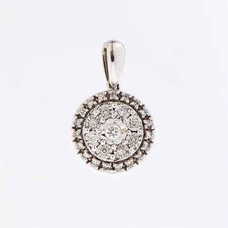 Timanttiriipus 1xn.0.02ct 8xn.0.005ct 19xn.0.003ct, korkeus 16mm, 585 valkokulta,  Paino: 1,1 g