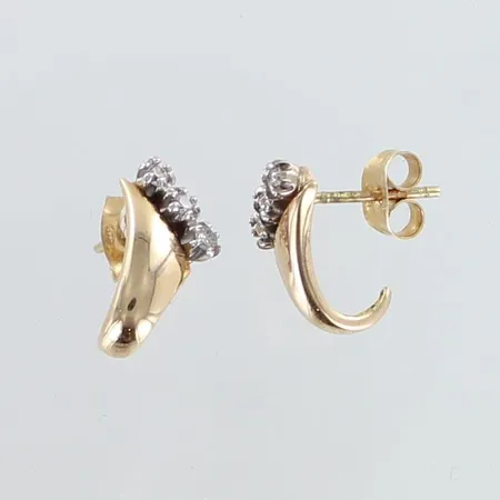 Timanttikorvakorut 6xn.0.01ct, korkeus 14mm, 585 kelta- ja valkokulta,  Paino: 2 g