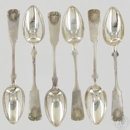 Kuusi kahvilusikkaa, pituus 165mm, Musla, Tillander, valmistettu 1924-27, 813,  Paino: 105,1 g