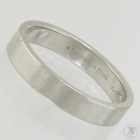 Sileä sormus, Tiffany & Co, koko 19¼, kaiverrettu, 950 PT,  Paino: 8,1 g