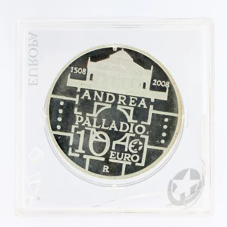 Juhlaraha 10 Euroa, vuodelta 2008 Andrea Palladio, 925,  Paino: 22 g