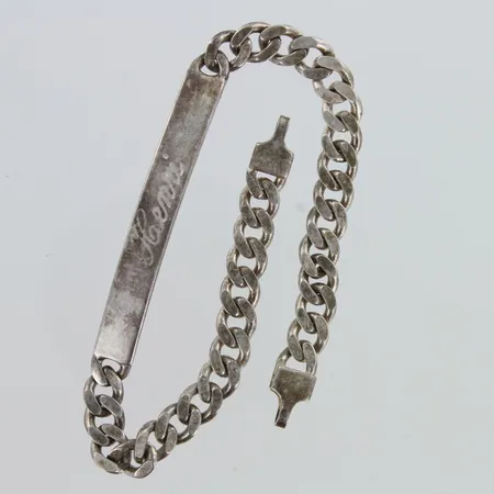 Viallinen laattaranneketju, lukko puuttuu, kaiverrettu, pituus 180mm, 925,  Paino: 12,1 g