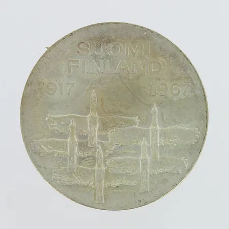 Juhlaraha, 10 markkaa, Itsenäinen Suomi 50 vuotta 1917 -1967, Suomi, 900,   Paino: 24,1 g