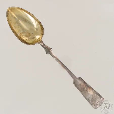 Otinlusikka, Musla, kaiverrettu ja käytön jälkiä, pituus 240mm,  Paino: 73,7 g