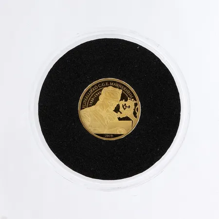 Kultaraha 5 dollaria, 2019, Suomen puolustusvoimien ylipäällikkö Mannerheim, "Maailman pienet kultarahat", 999, Paino: 0,5 g