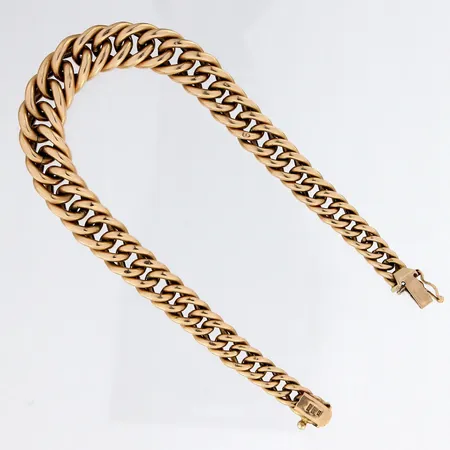 Panssariranneketju, ontto, pituus 210mm, leveys 7-11mm, käytön jälkiä, 585,   Paino: 15,9 g