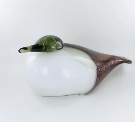 Lasilintu Haahka, signeeraus O. Toikka Nuutajärvi,  pituus 20cm, pieniä ilmakuplia