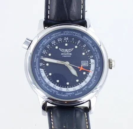 Teräsrannekello Aviator, AVW6973G353, F-series, Quartz, taulun Ø 45mm, lasissa pieniä naarmuja