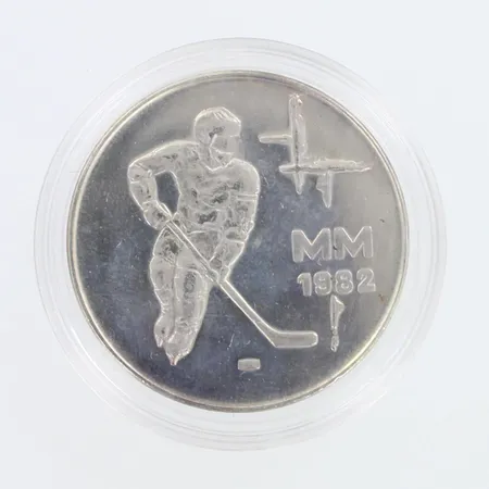 Juhlaraha Jääkiekon MM-1982, nimellisarvo 50mk, 500, Paino: 23,1 g